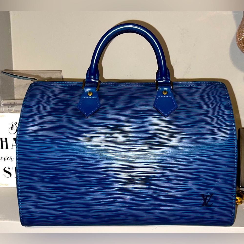 EUC Vintage Louis Vuitton Blue Epi Speedy 30 Handbag